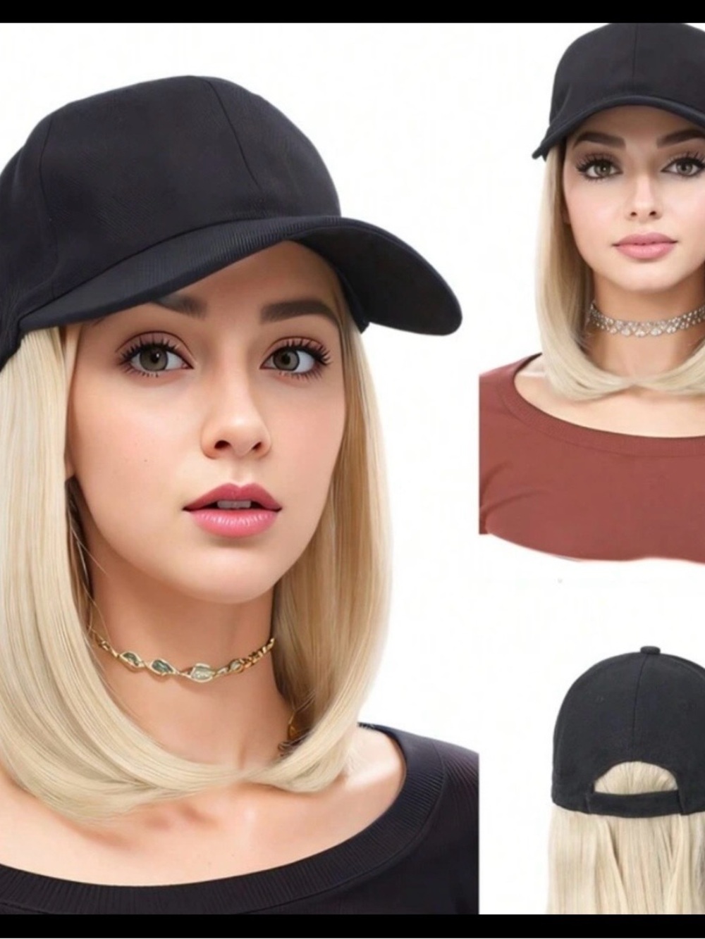 Rebellious Rose Blonde Straight Bob Wig with Black Cap